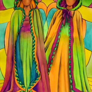 Tableau en aquarelle, "mannequins en capes"