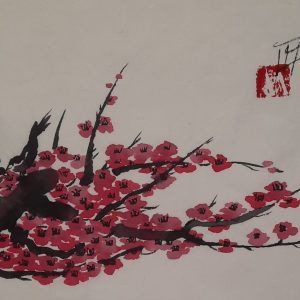 Peinture chinoise, peinture japonaise, sur papier de riz à l'encre de Chine