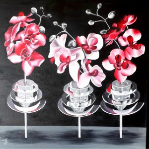 Tableau à l'huile ( fleurs roses)