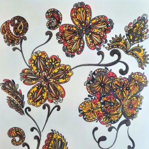 Composition mixte (fleurs fond clair)